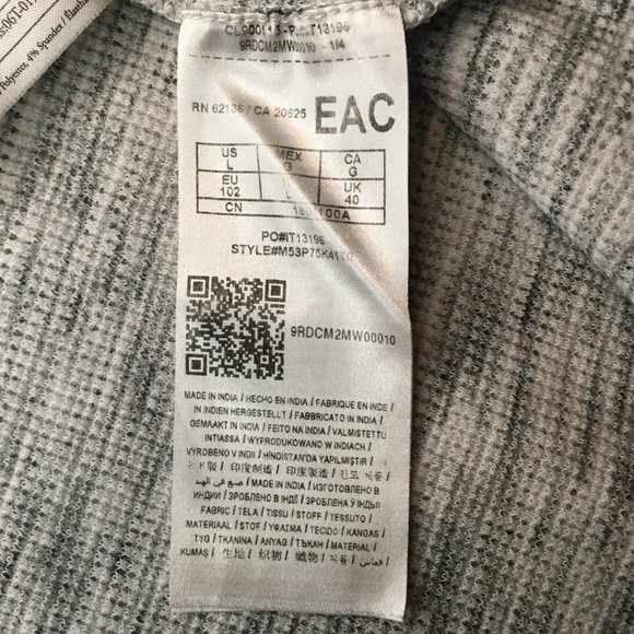 GUESS LONG SLEEVE SHIRT/SWEATSHIRT MENS WHITE AND GREY QUILTED SHOULDERS SIZE L - Picture 11 of 11